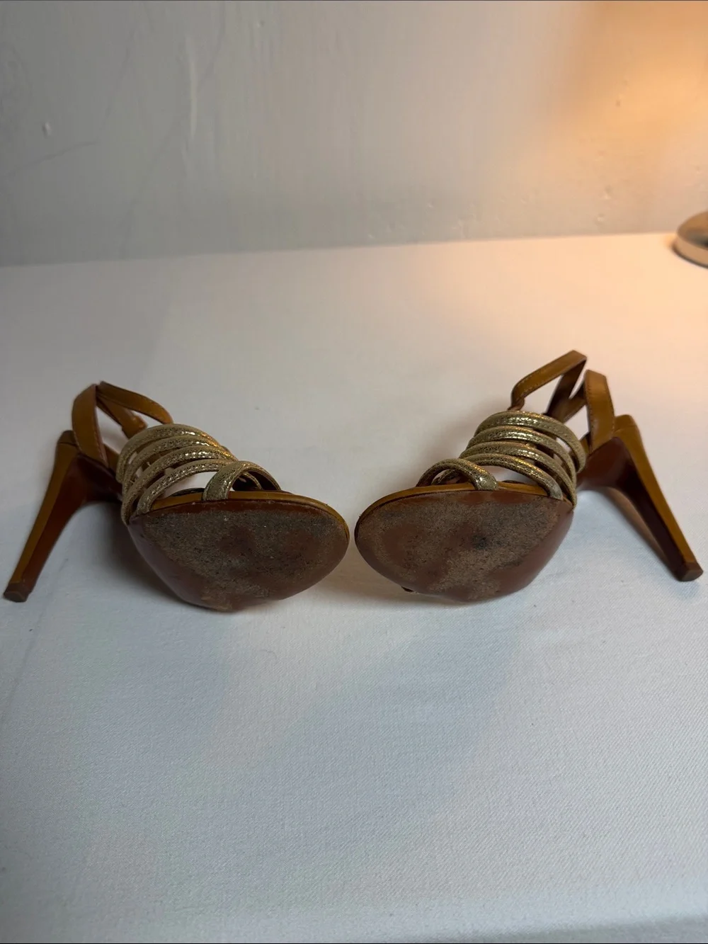 Tory Burch Tan Leather Sandal with Gold Straps